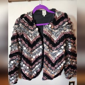 NWOT Boho unique detailing open jacket/blazer
